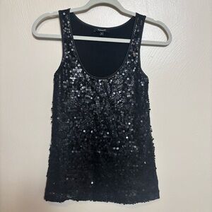 Express Women's Tank Top Sequin Pattern Sleeveless‎ Black Size XS